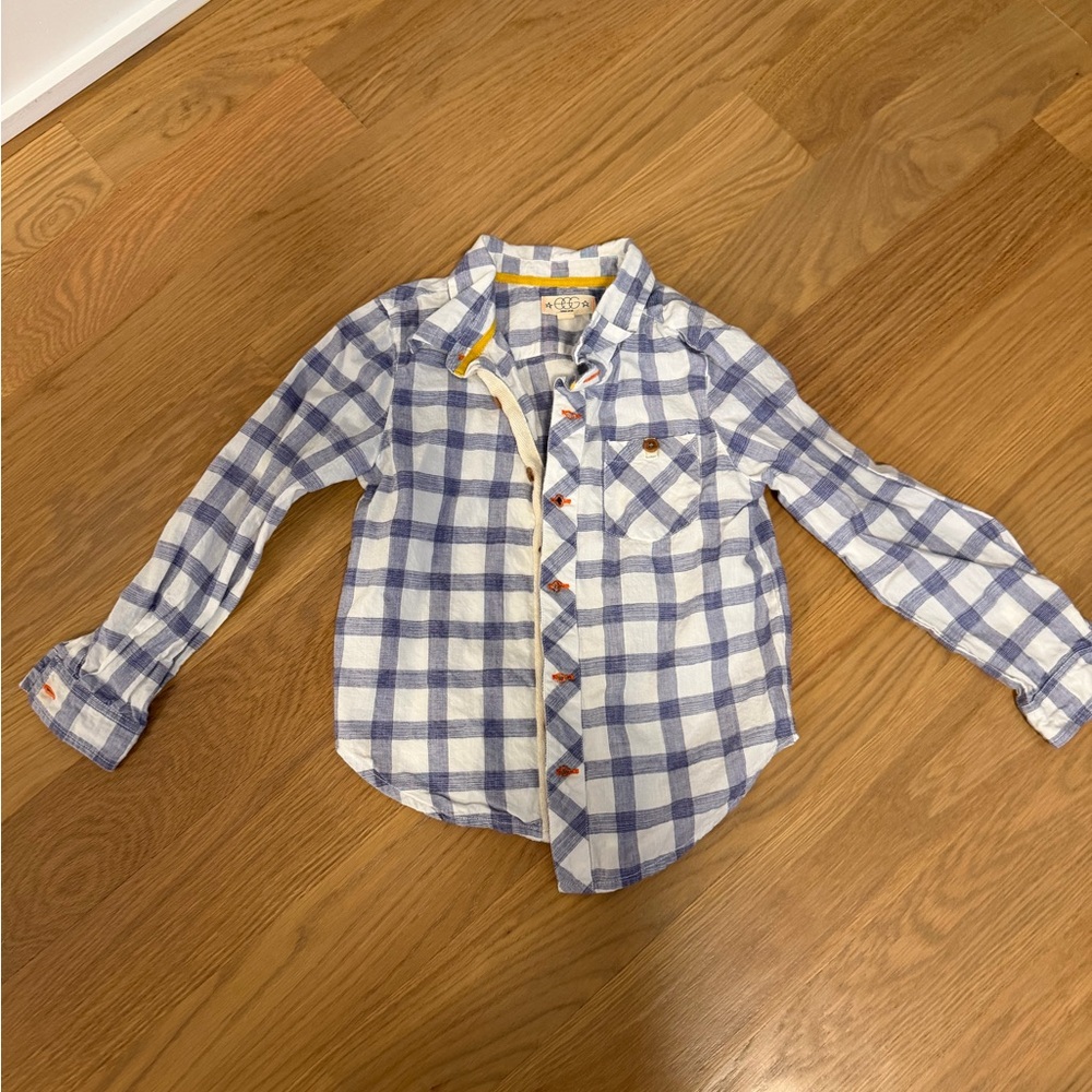 EGG Kids Blue and White Plaid Button Down Shirt
